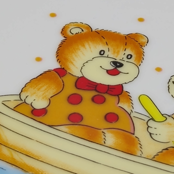 Fine China Child's Dinner Set Toddler Child Teddy Bear Rowboat Plate Cup Vtg - Picture 9 of 14